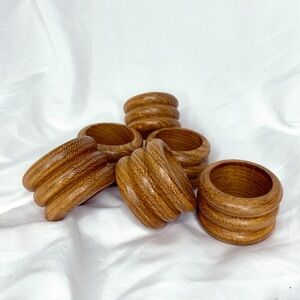Vintage Hand Carved Wood Napkin Rings